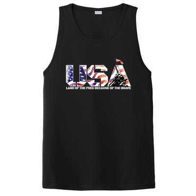 Military Humor Gift Land Of The Free And The Home Of The Brave Gift PosiCharge Competitor Tank