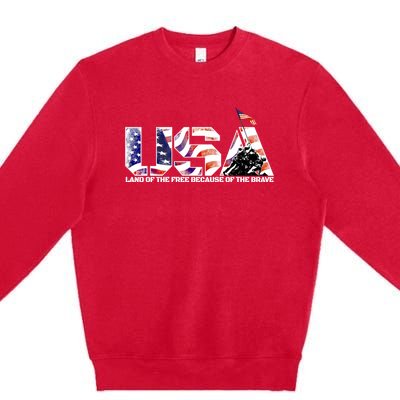 Military Humor Gift Land Of The Free And The Home Of The Brave Gift Premium Crewneck Sweatshirt