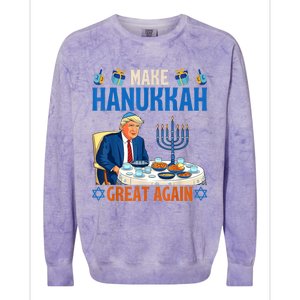 Make Hanukkah Great Again Funny Donald Trump Dinner Jewish Colorblast Crewneck Sweatshirt