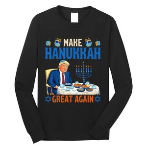 Make Hanukkah Great Again Funny Donald Trump Dinner Jewish Long Sleeve Shirt