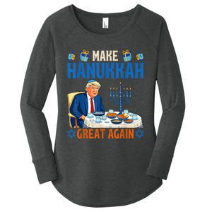 Make Hanukkah Great Again Funny Donald Trump Dinner Jewish Women's Perfect Tri Tunic Long Sleeve Shirt