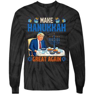 Make Hanukkah Great Again Funny Donald Trump Dinner Jewish Tie-Dye Long Sleeve Shirt