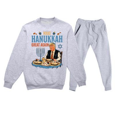 Make Hanukkah Great Again Trump Chanukkah Jewish Holiday Premium Crewneck Sweatsuit Set