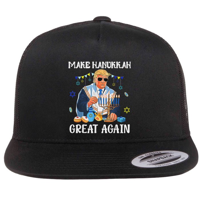 Make Hanukkah Great Again Jewish Ugly Chanukah Sweater Flat Bill Trucker Hat