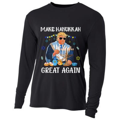 Make Hanukkah Great Again Jewish Ugly Chanukah Sweater Cooling Performance Long Sleeve Crew