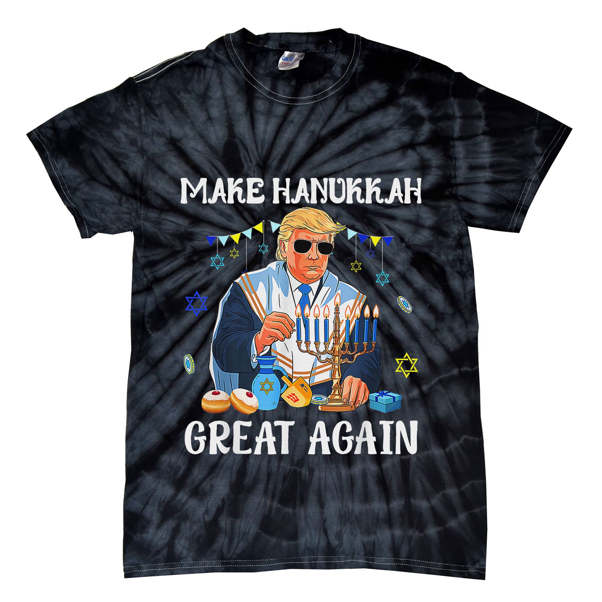 Make Hanukkah Great Again Jewish Ugly Chanukah Sweater Tie-Dye T-Shirt
