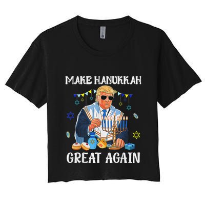 Make Hanukkah Great Again Jewish Ugly Chanukah Sweater Crop Top