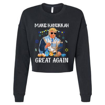 Make Hanukkah Great Again Jewish Ugly Chanukah Sweater Cropped Pullover Crew