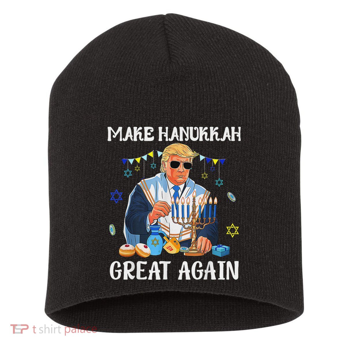 Make Hanukkah Great Again Jewish Ugly Chanukah Sweater Short Acrylic Beanie