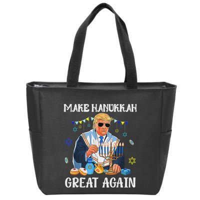 Make Hanukkah Great Again Jewish Ugly Chanukah Sweater Zip Tote Bag
