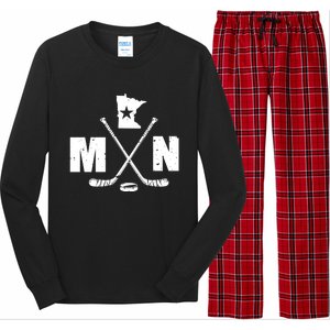 Mn Hockey Gift The State Of Ice Hockey Gift Long Sleeve Pajama Set