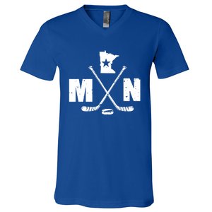 Mn Hockey Gift The State Of Ice Hockey Gift V-Neck T-Shirt