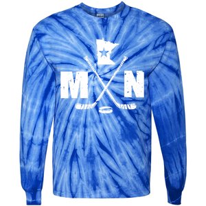 Mn Hockey Gift The State Of Ice Hockey Gift Tie-Dye Long Sleeve Shirt