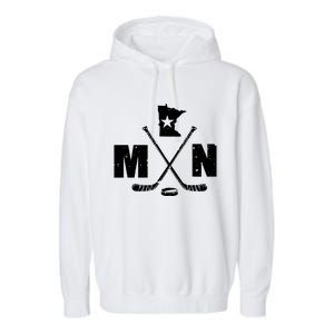 Mn Hockey Gift The State Of Ice Hockey Gift Garment-Dyed Fleece Hoodie