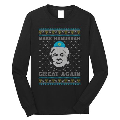 Make Hanukkah Great Again Trump Jewish Ugly Chanukah Sweater  Long Sleeve Shirt