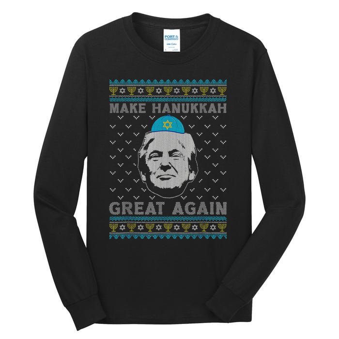 Make Hanukkah Great Again Trump Jewish Ugly Chanukah Sweater  Tall Long Sleeve T-Shirt