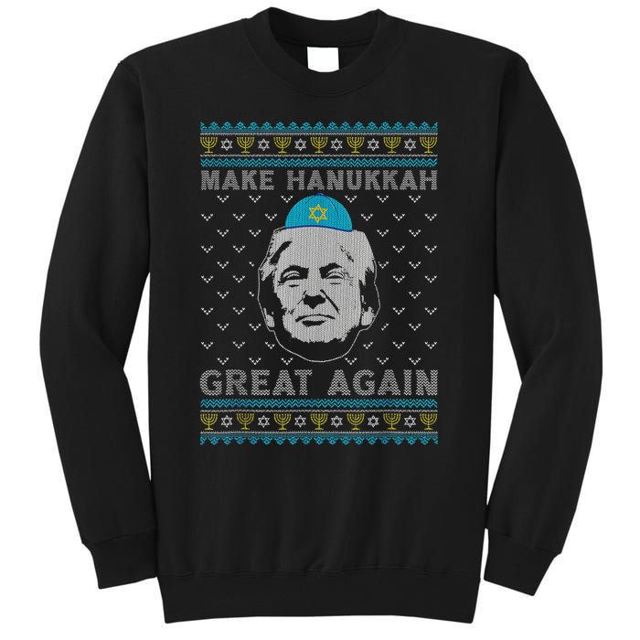 Make Hanukkah Great Again Trump Jewish Ugly Chanukah Sweater  Tall Sweatshirt