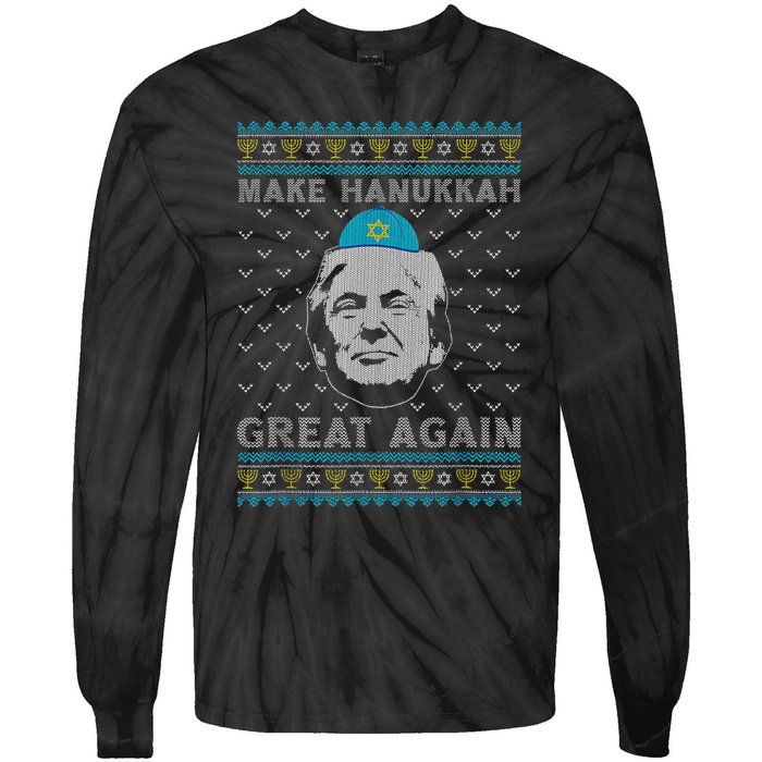 Make Hanukkah Great Again Trump Jewish Ugly Chanukah Sweater  Tie-Dye Long Sleeve Shirt