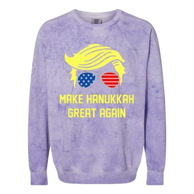 Make Hanukkah Great Again Trump 47 Hanukkah Miracle Victory Colorblast Crewneck Sweatshirt