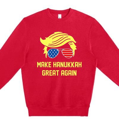 Make Hanukkah Great Again Trump 47 Hanukkah Miracle Victory Premium Crewneck Sweatshirt