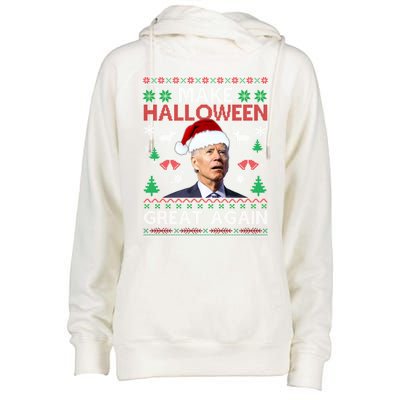 Make Halloween Great Again Santa Joe Biden Ugly Christmas Meaningful Gift Womens Funnel Neck Pullover Hood