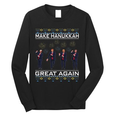 Make Hanukkah Great Again Funny Trump Ugly Chanukah Long Sleeve Shirt