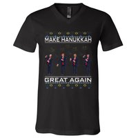 Make Hanukkah Great Again Funny Trump Ugly Chanukah V-Neck T-Shirt