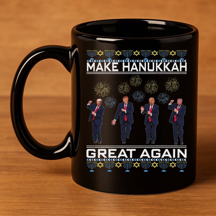Make Hanukkah Great Again Funny Trump Ugly Chanukah 11oz C Handle Ceramic Mug