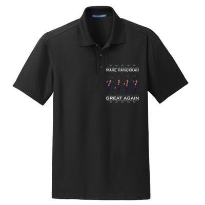 Make Hanukkah Great Again Funny Trump Ugly Chanukah Dry Zone Grid Polo