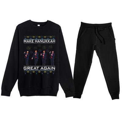 Make Hanukkah Great Again Funny Trump Ugly Chanukah Premium Crewneck Sweatsuit Set