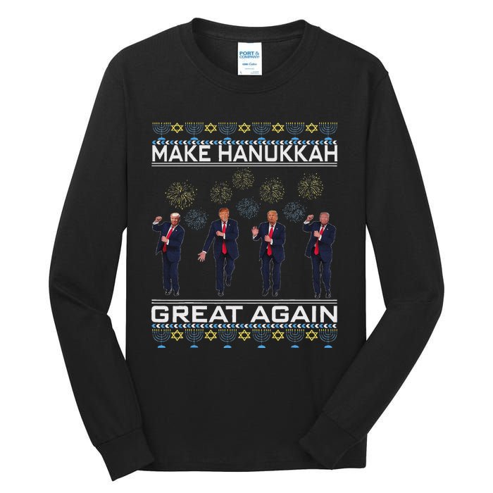 Make Hanukkah Great Again Funny Trump Ugly Chanukah Tall Long Sleeve T-Shirt