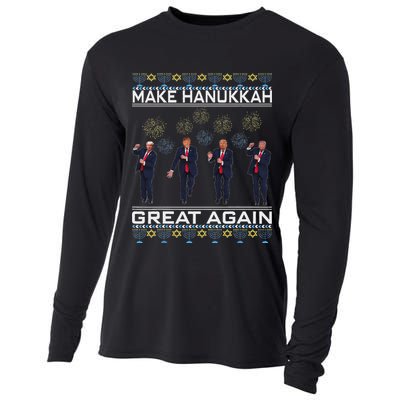 Make Hanukkah Great Again Funny Trump Ugly Chanukah Cooling Performance Long Sleeve Crew