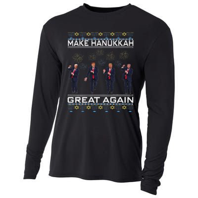 Make Hanukkah Great Again Funny Trump Ugly Chanukah Cooling Performance Long Sleeve Crew