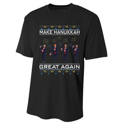 Make Hanukkah Great Again Funny Trump Ugly Chanukah Performance Sprint T-Shirt