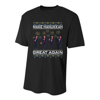 Make Hanukkah Great Again Funny Trump Ugly Chanukah Youth Performance Sprint T-Shirt