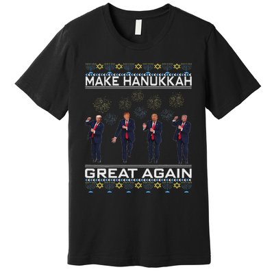 Make Hanukkah Great Again Funny Trump Ugly Chanukah Premium T-Shirt