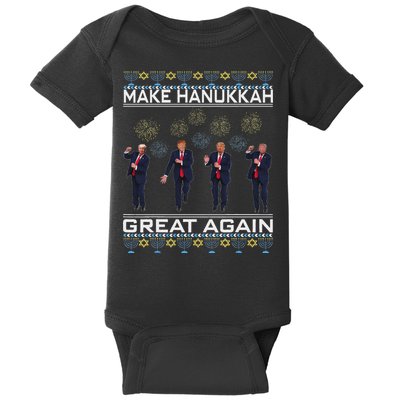 Make Hanukkah Great Again Funny Trump Ugly Chanukah Baby Bodysuit