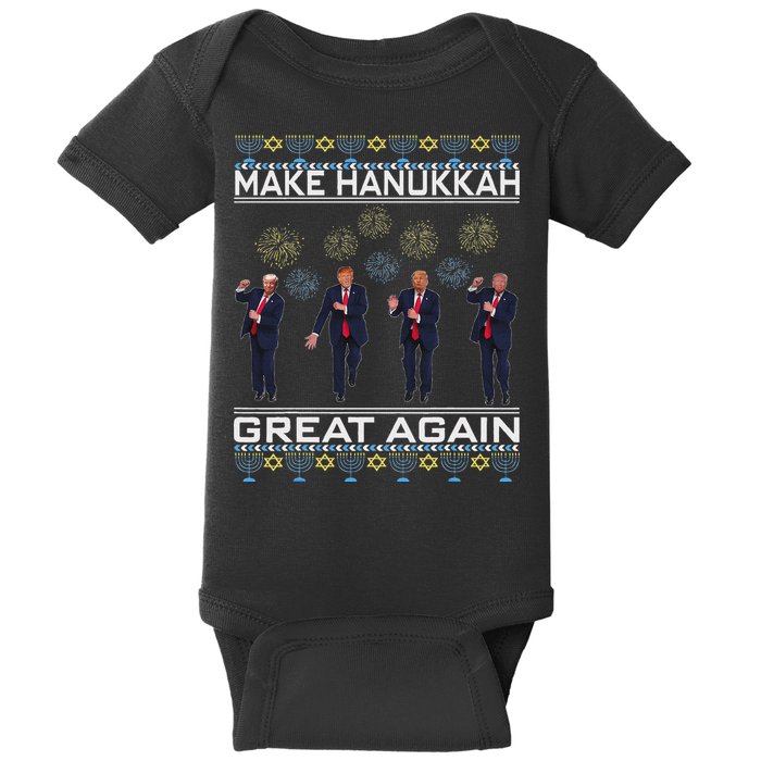 Make Hanukkah Great Again Funny Trump Ugly Chanukah Baby Bodysuit