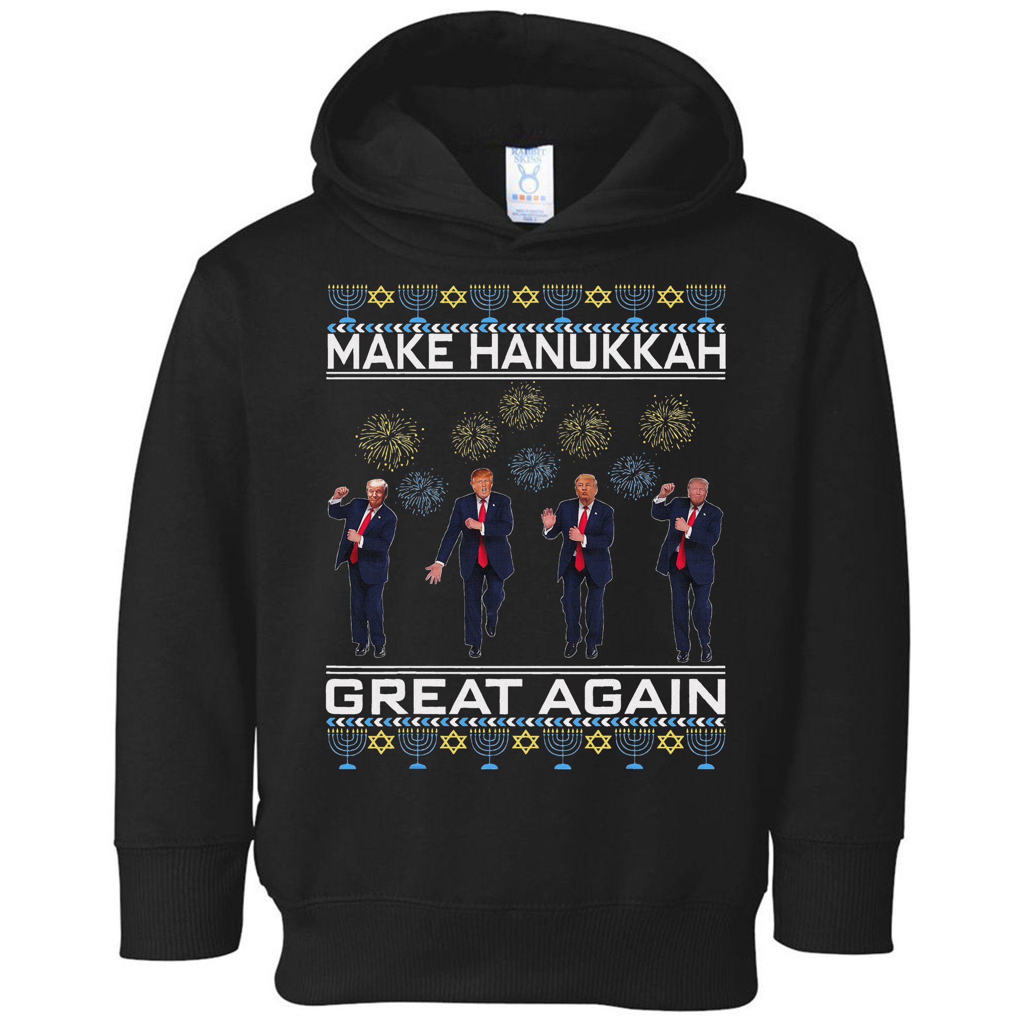 Make Hanukkah Great Again Funny Trump Ugly Chanukah Toddler Hoodie