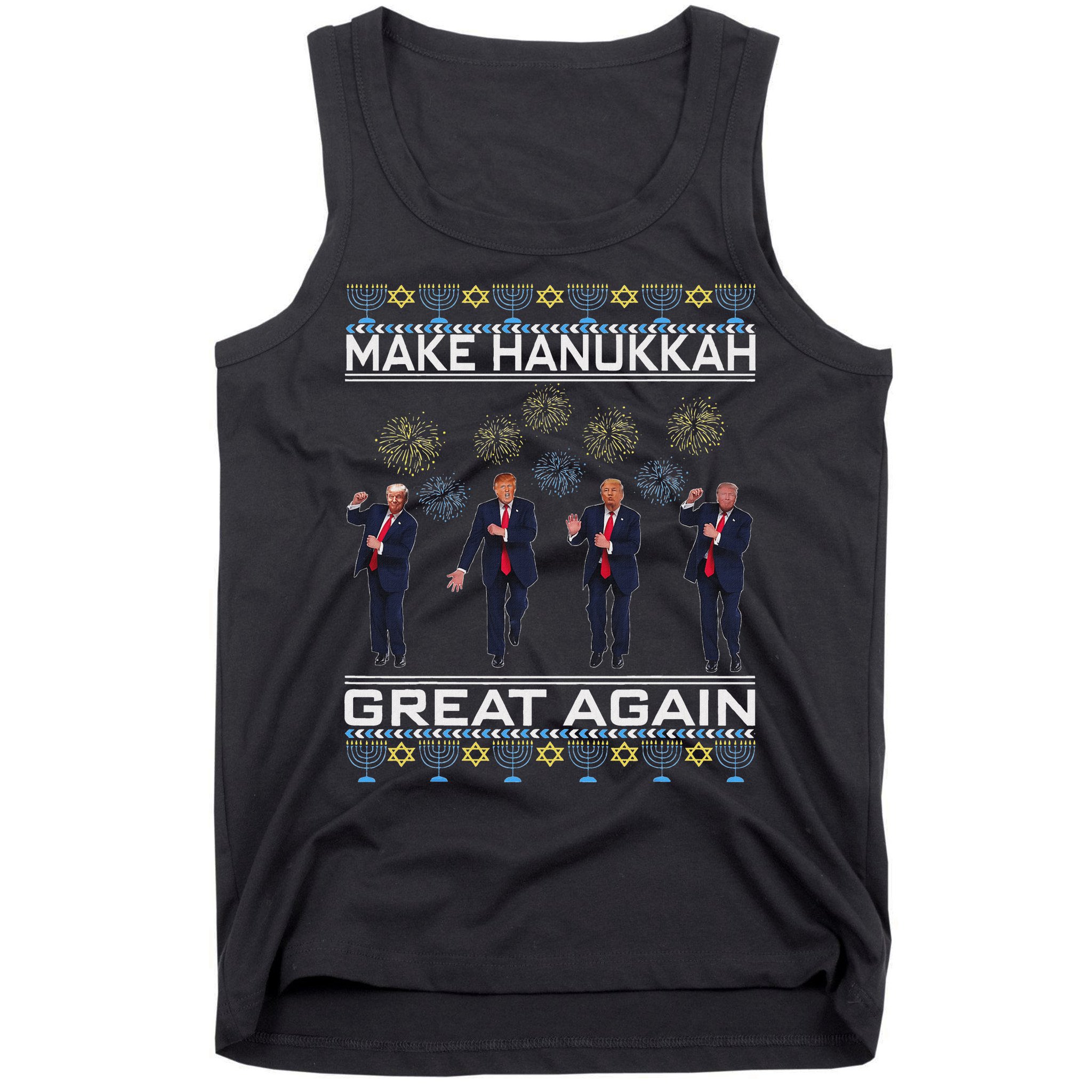 Make Hanukkah Great Again Funny Trump Ugly Chanukah Tank Top