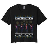 Make Hanukkah Great Again Funny Trump Ugly Chanukah Women's Crop Top Tee