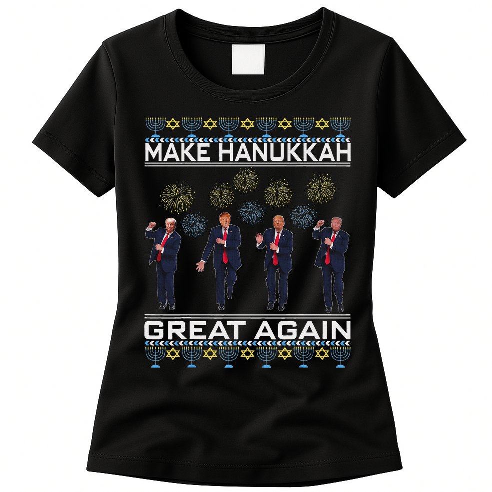 Make Hanukkah Great Again Funny Trump Ugly Chanukah Womens T-Shirt