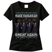 Make Hanukkah Great Again Funny Trump Ugly Chanukah Womens T-Shirt