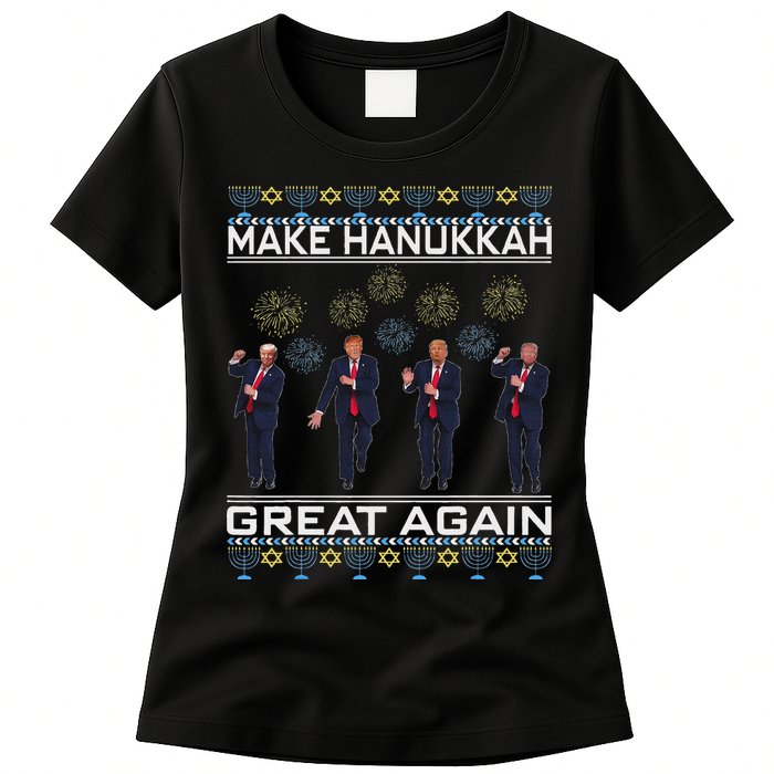 Make Hanukkah Great Again Funny Trump Ugly Chanukah Womens T-Shirt