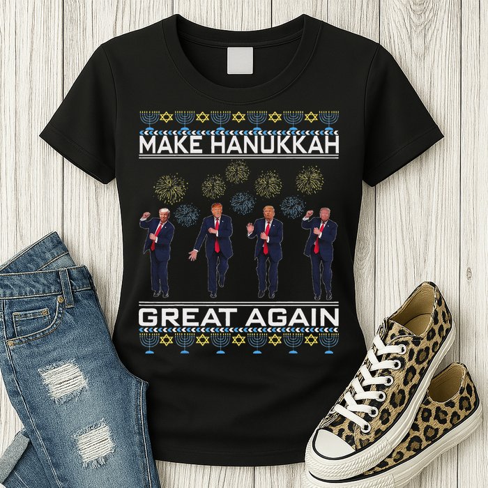Make Hanukkah Great Again Funny Trump Ugly Chanukah Womens T-Shirt
