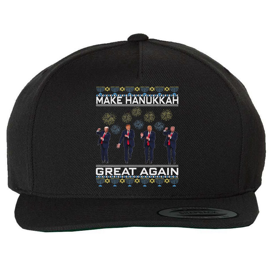 Make Hanukkah Great Again Funny Trump Ugly Chanukah Wool Snapback Cap