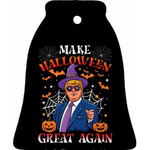 Make Halloween Great Again Funny Trump 2024 Halloween Ceramic Bell Ornament