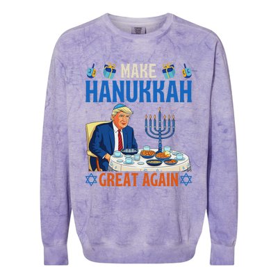 Make Hanukkah Great Again Funny Donald Trump Dinner Jewish Colorblast Crewneck Sweatshirt