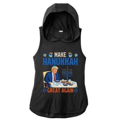 Make Hanukkah Great Again Funny Donald Trump Dinner Jewish Ladies PosiCharge Tri-Blend Wicking Draft Hoodie Tank