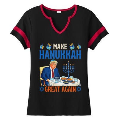 Make Hanukkah Great Again Funny Donald Trump Dinner Jewish Ladies Halftime Notch Neck Tee